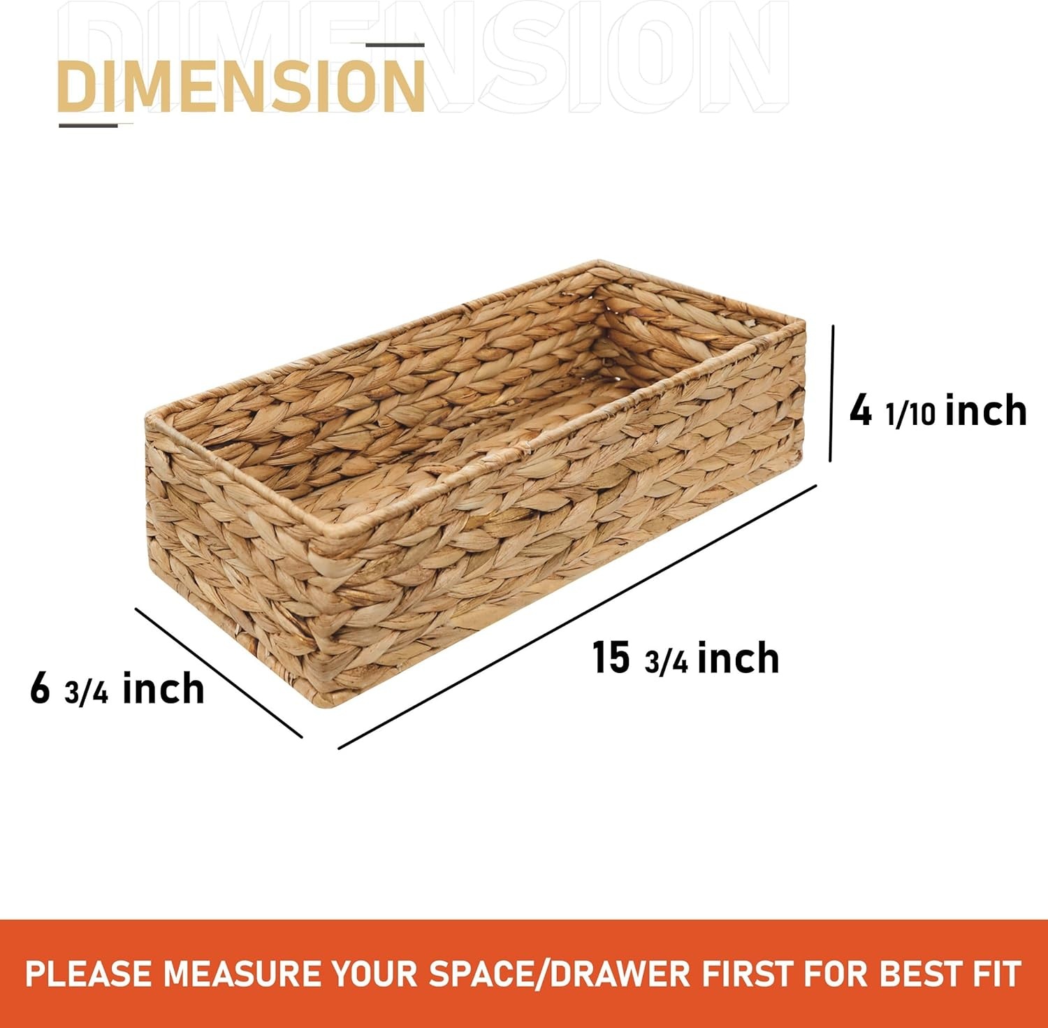 image:imageHOMESTEAD 2Pack Rectangular Seagrass Storage Baskets with BuiltIn Handles Handwoven Wicker Baskets for Pantry Shelf Closet amp Bathroom Organization 16 675 425 inWater Hyacinth