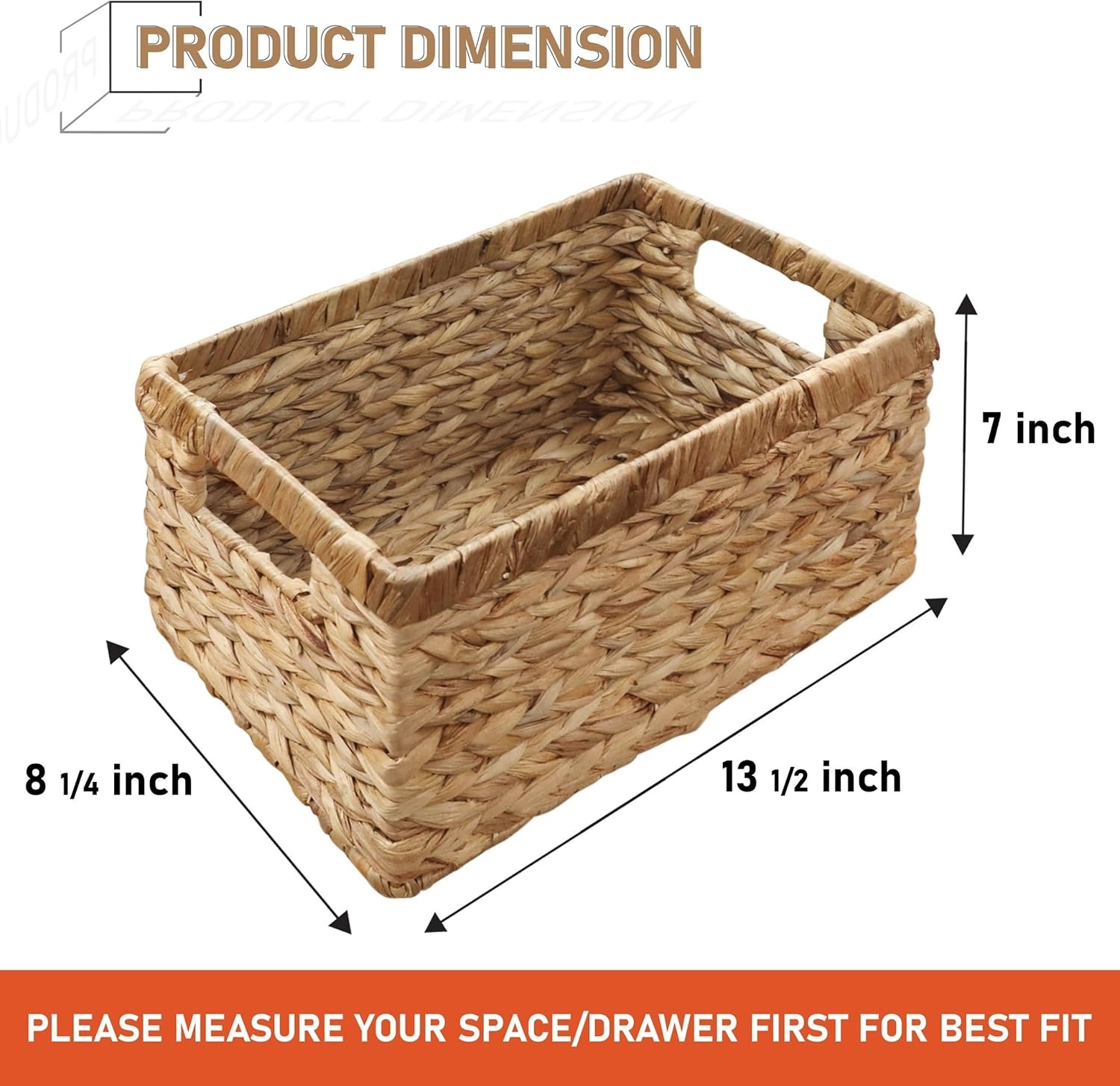 image:imageHOMESTEAD 2Pack Rectangular Seagrass Storage Baskets with BuiltIn Handles Handwoven Wicker Baskets for Pantry Shelf Closet amp Bathroom Organization 16 675 425 inWater Hyacinth