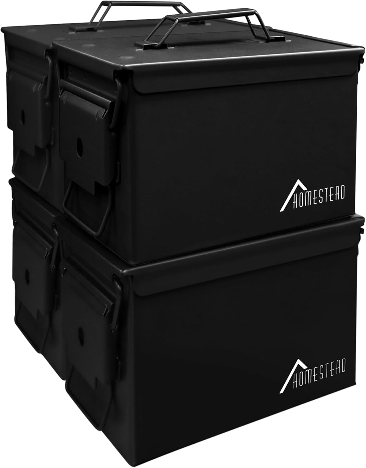 image:imageHOMESTEAD 50 Cal Metal Ammo Can 4 Pack M2A1 Military Steel Ammo Storage Box Airtight and WaterResistant Ammunition Dark Brown ColorBlack
