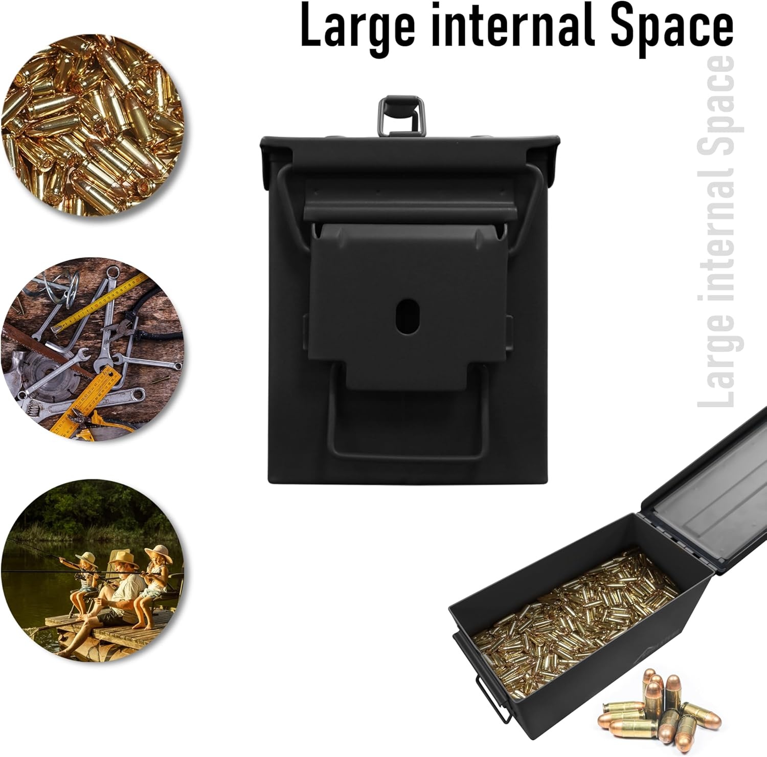 image:imageHOMESTEAD 50 Cal Metal Ammo Can 4 Pack M2A1 Military Steel Ammo Storage Box Airtight and WaterResistant Ammunition Dark Brown ColorBlack