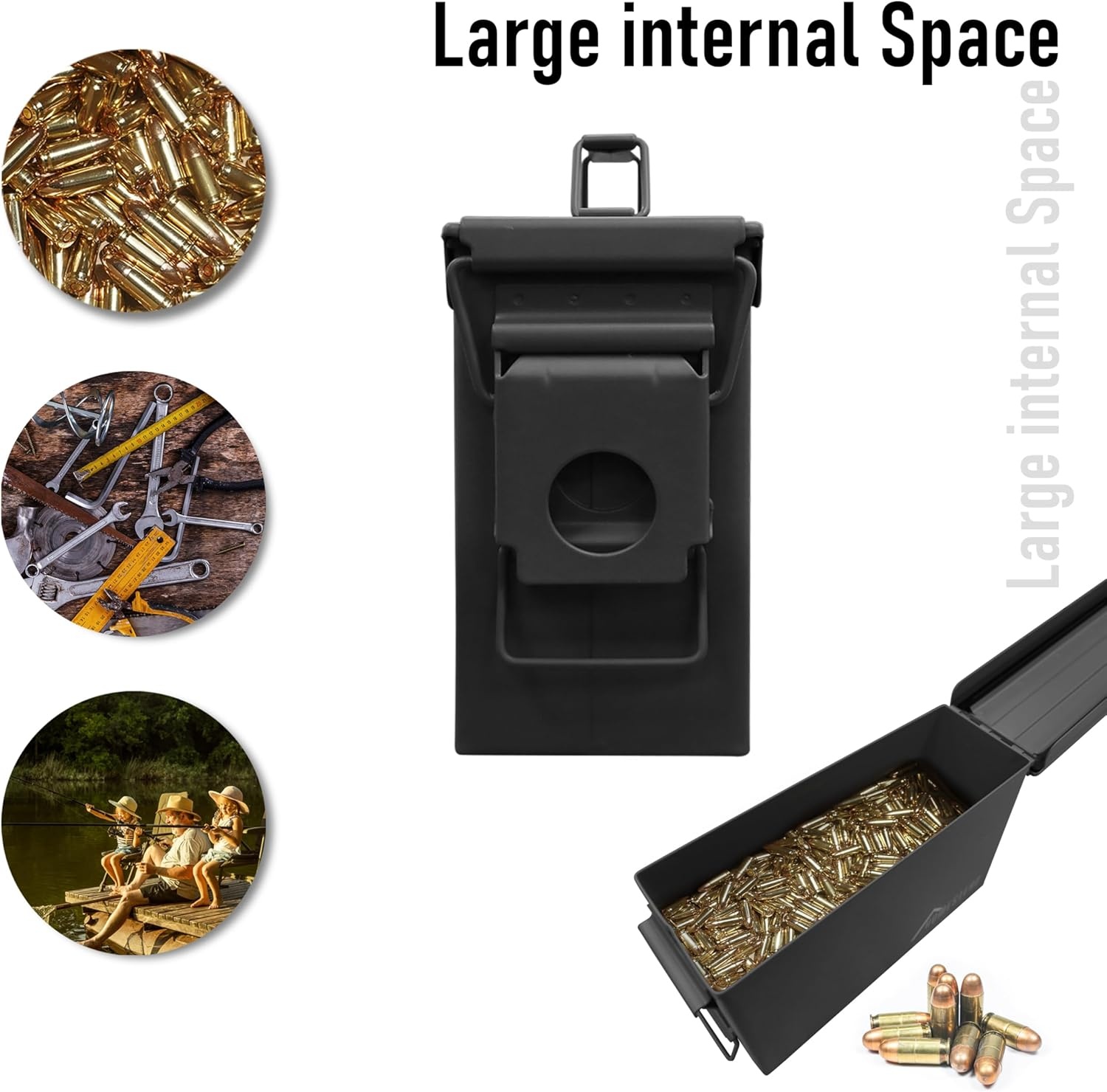 image:imageHOMESTEAD 50 Cal Metal Ammo Can 4 Pack M2A1 Military Steel Ammo Storage Box Airtight and WaterResistant Ammunition Dark Brown ColorBlack