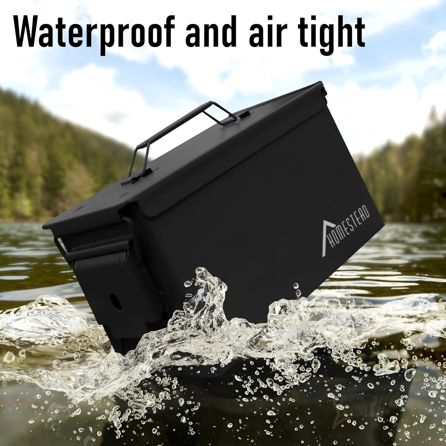 image:imageHOMESTEAD 50 Cal Metal Ammo Can 4 Pack M2A1 Military Steel Ammo Storage Box Airtight and WaterResistant Ammunition Dark Brown ColorBlack