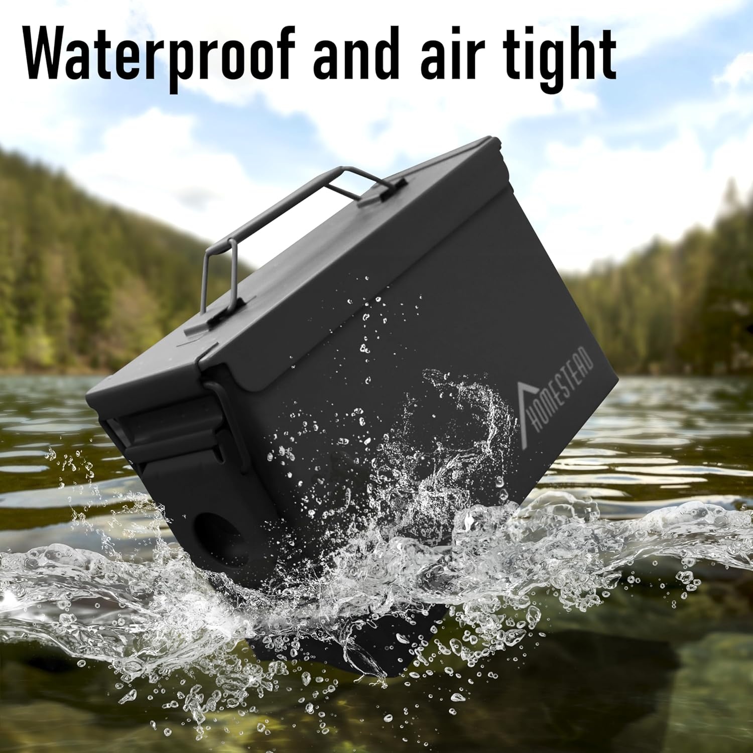 image:imageHOMESTEAD 50 Cal Metal Ammo Can 4 Pack M2A1 Military Steel Ammo Storage Box Airtight and WaterResistant Ammunition Dark Brown ColorBlack