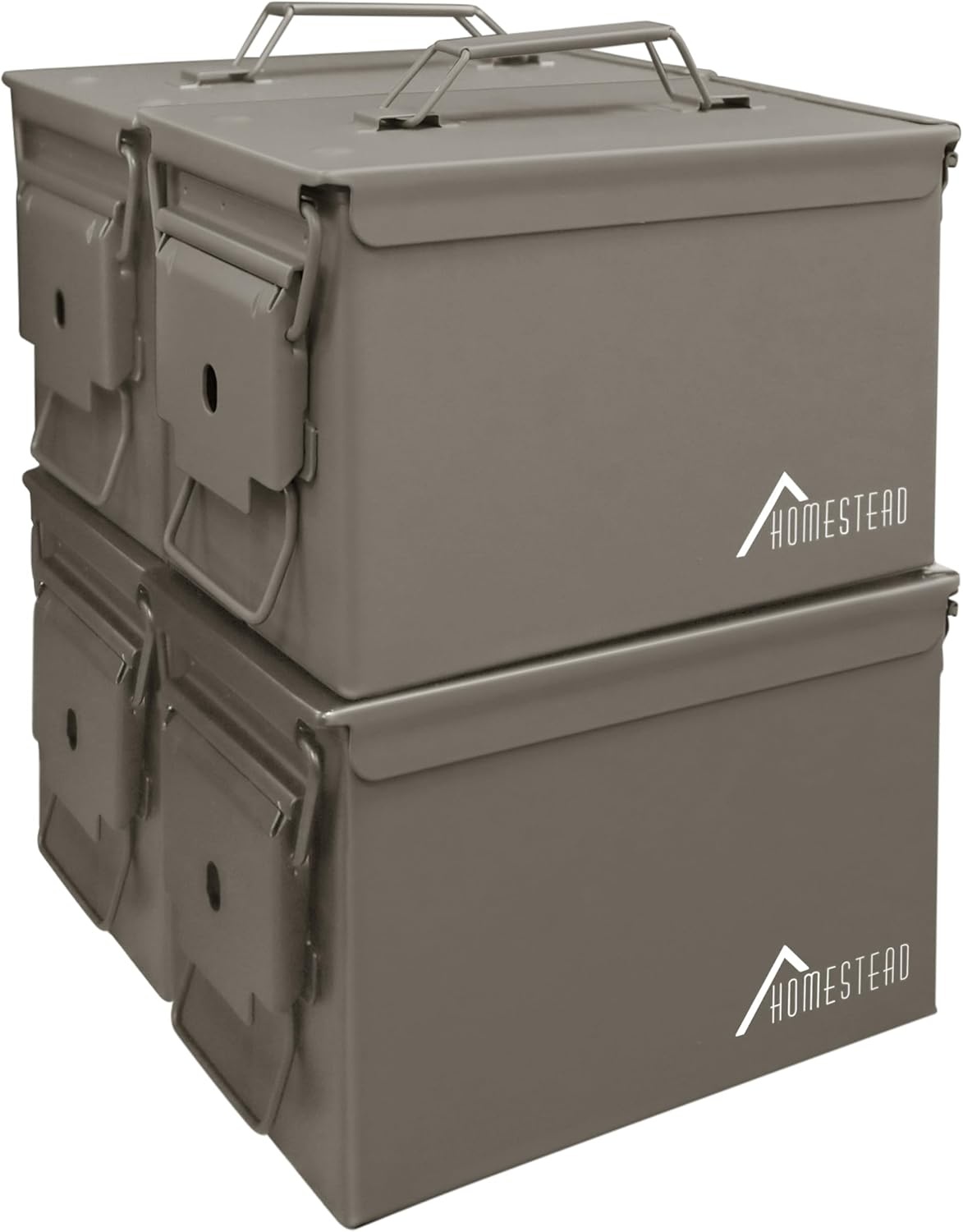 image:imageHOMESTEAD 50 Cal Metal Ammo Can 4 Pack M2A1 Military Steel Ammo Storage Box Airtight and WaterResistant Ammunition Dark Brown ColorDark Brown