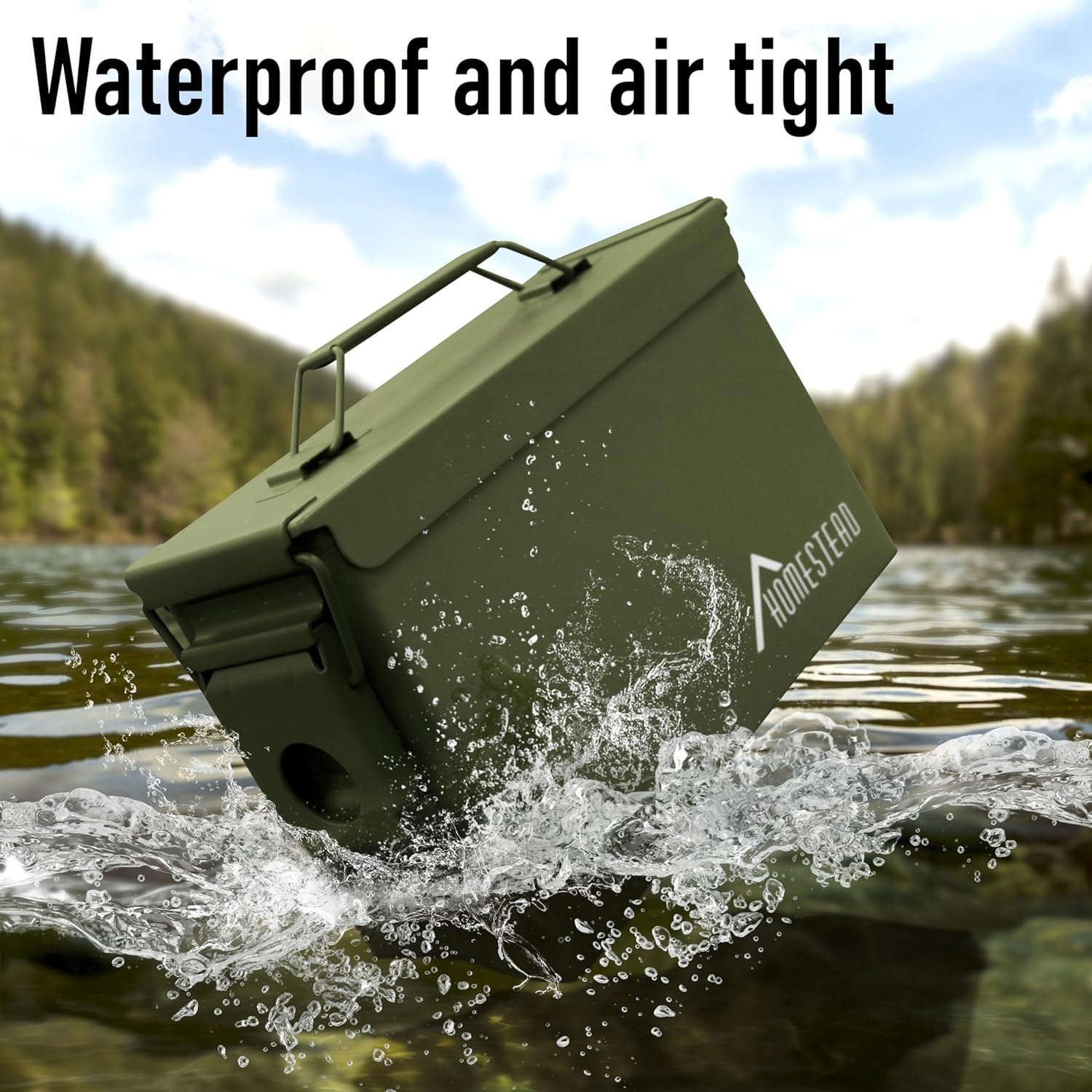image:imageHOMESTEAD 50 Cal Metal Ammo Can 4 Pack M2A1 Military Steel Ammo Storage Box Airtight and WaterResistant Ammunition Dark Brown ColorGreen