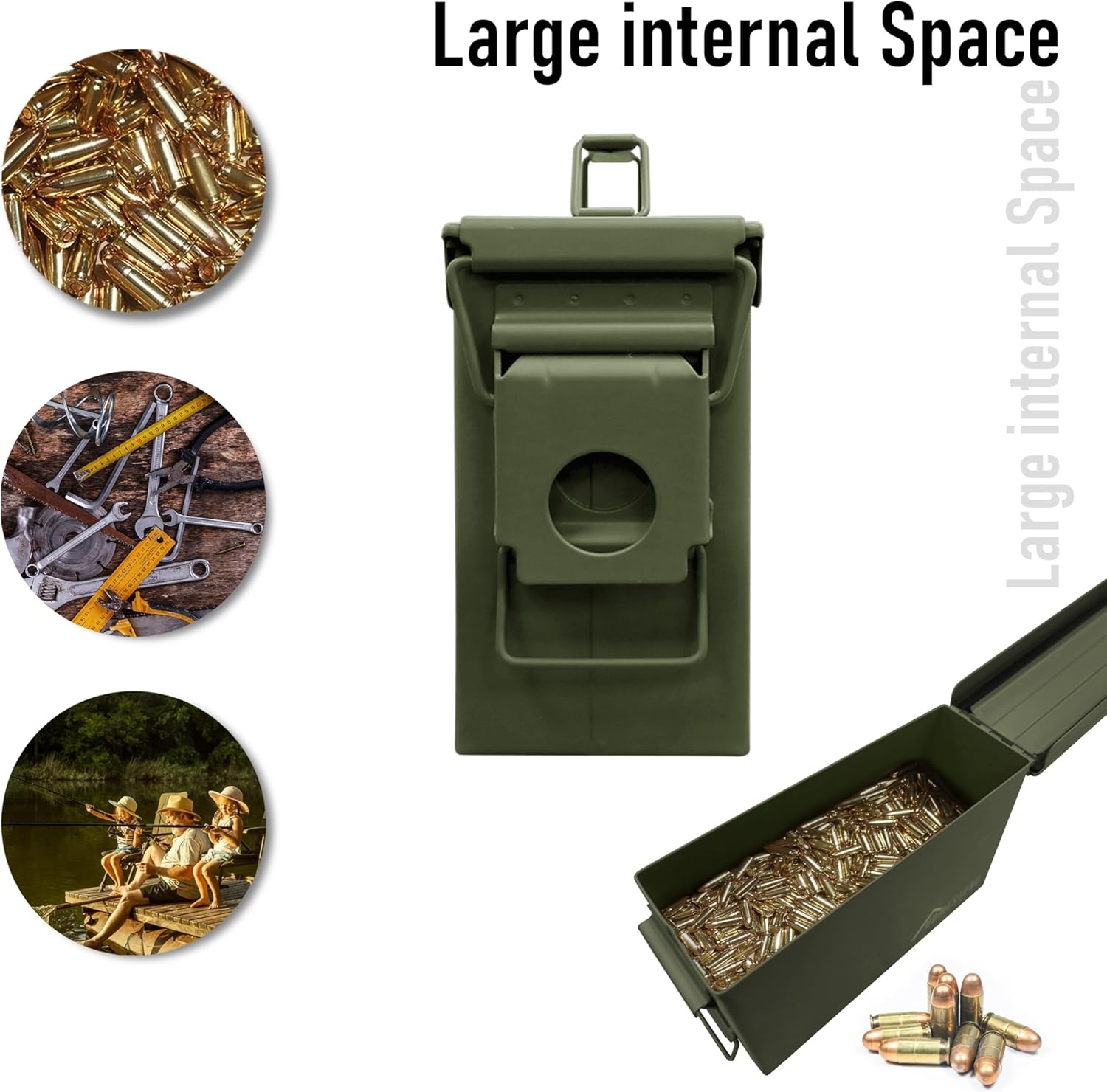 image:imageHOMESTEAD 50 Cal Metal Ammo Can 4 Pack M2A1 Military Steel Ammo Storage Box Airtight and WaterResistant Ammunition Dark Brown ColorGreen