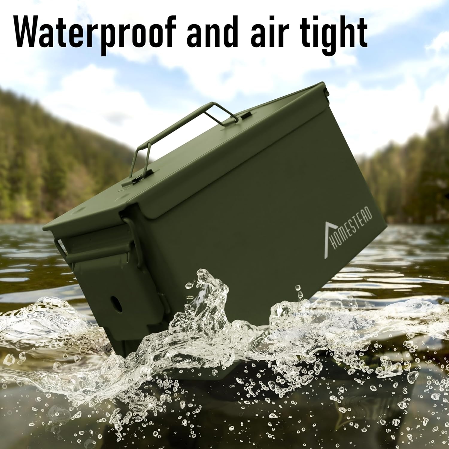 image:imageHOMESTEAD 50 Cal Metal Ammo Can 4 Pack M2A1 Military Steel Ammo Storage Box Airtight and WaterResistant Ammunition Dark Brown ColorGreen
