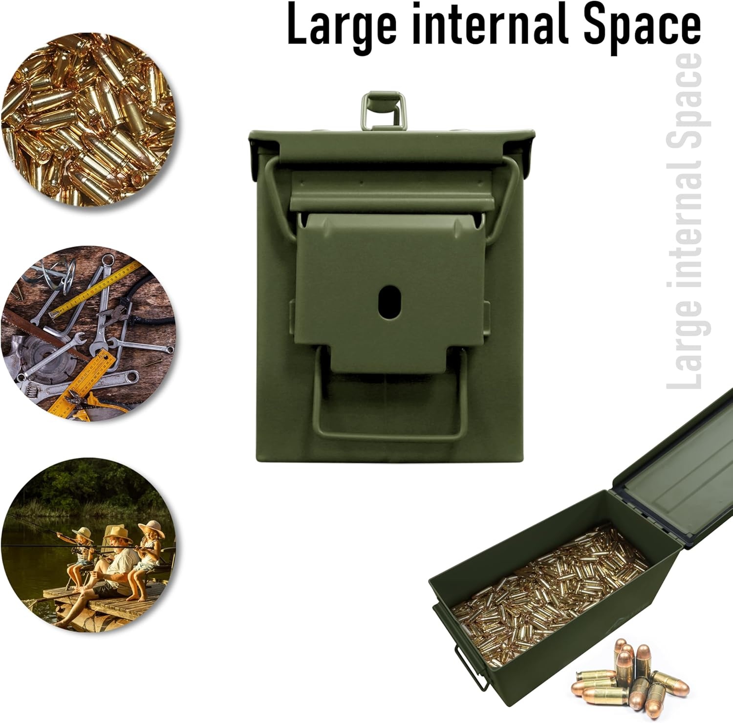 image:imageHOMESTEAD 50 Cal Metal Ammo Can 4 Pack M2A1 Military Steel Ammo Storage Box Airtight and WaterResistant Ammunition Dark Brown ColorGreen