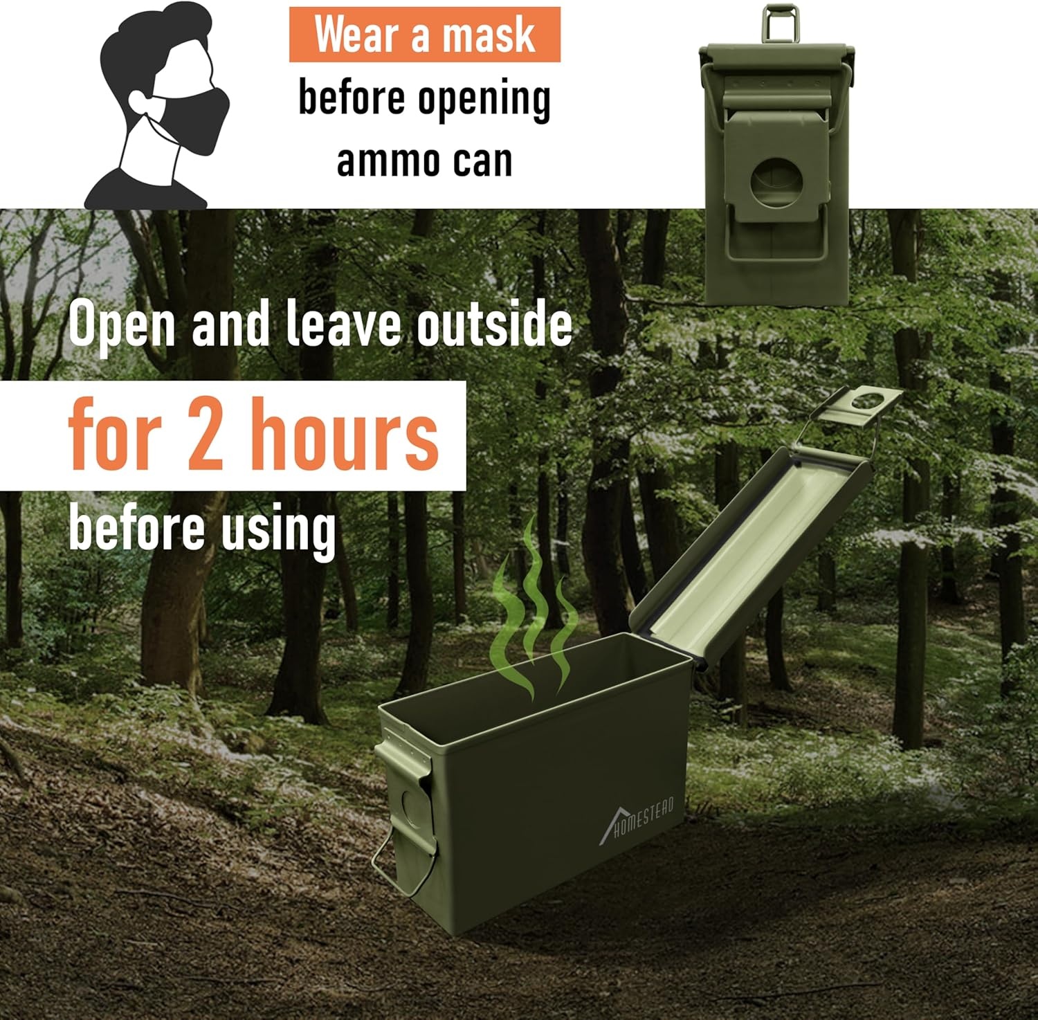 image:imageHOMESTEAD 50 Cal Metal Ammo Can 4 Pack M2A1 Military Steel Ammo Storage Box Airtight and WaterResistant Ammunition Dark Brown ColorGreen