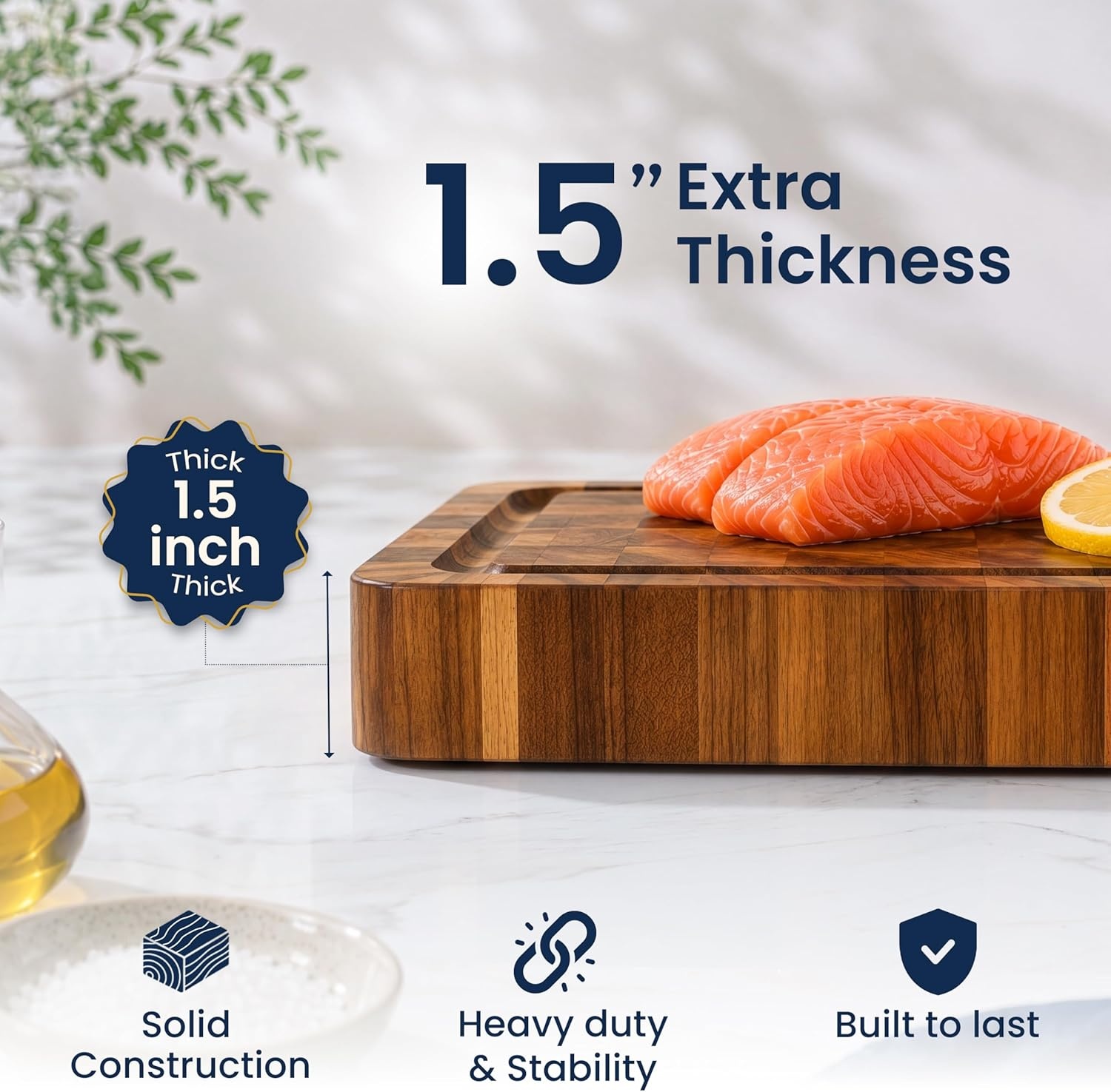 image:imageHOMESTEAD End Grain Acacia Wood Cutting Board for Kitchen 18x14x125 in Large Butcher Block Chopping Board for Meat Vegetables with Juice Groove Sorting Compartments Handles KnifeFriendly SurfaceNatural