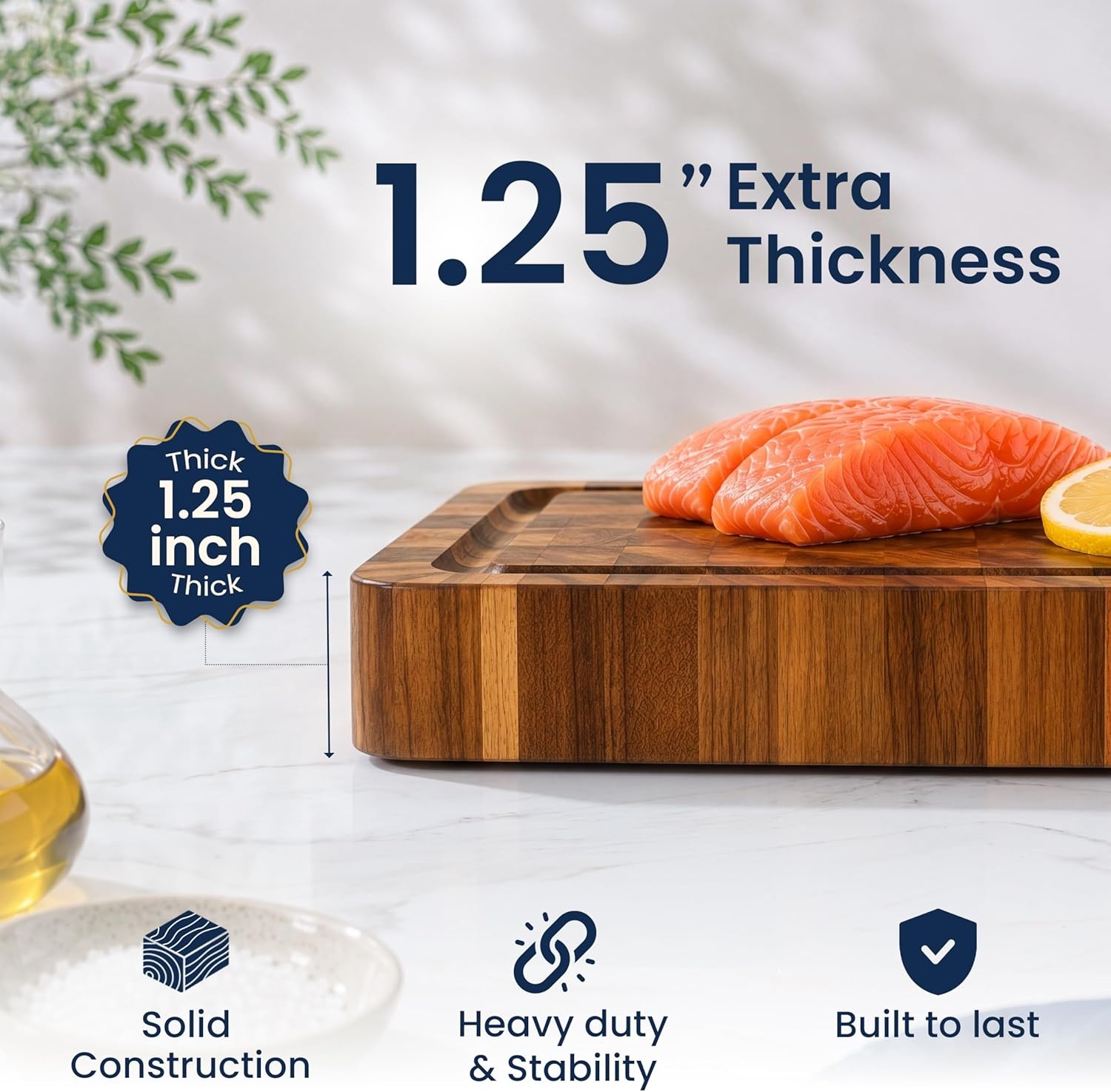 image:imageHOMESTEAD End Grain Acacia Wood Cutting Board for Kitchen 18x14x125 in Large Butcher Block Chopping Board for Meat Vegetables with Juice Groove Sorting Compartments Handles KnifeFriendly SurfaceEnd Grain