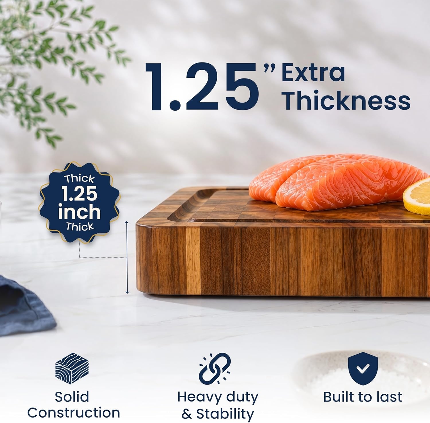 image:imageHOMESTEAD End Grain Acacia Wood Cutting Board for Kitchen 18x14x125 in Large Butcher Block Chopping Board for Meat Vegetables with Juice Groove Sorting Compartments Handles KnifeFriendly SurfaceNatural