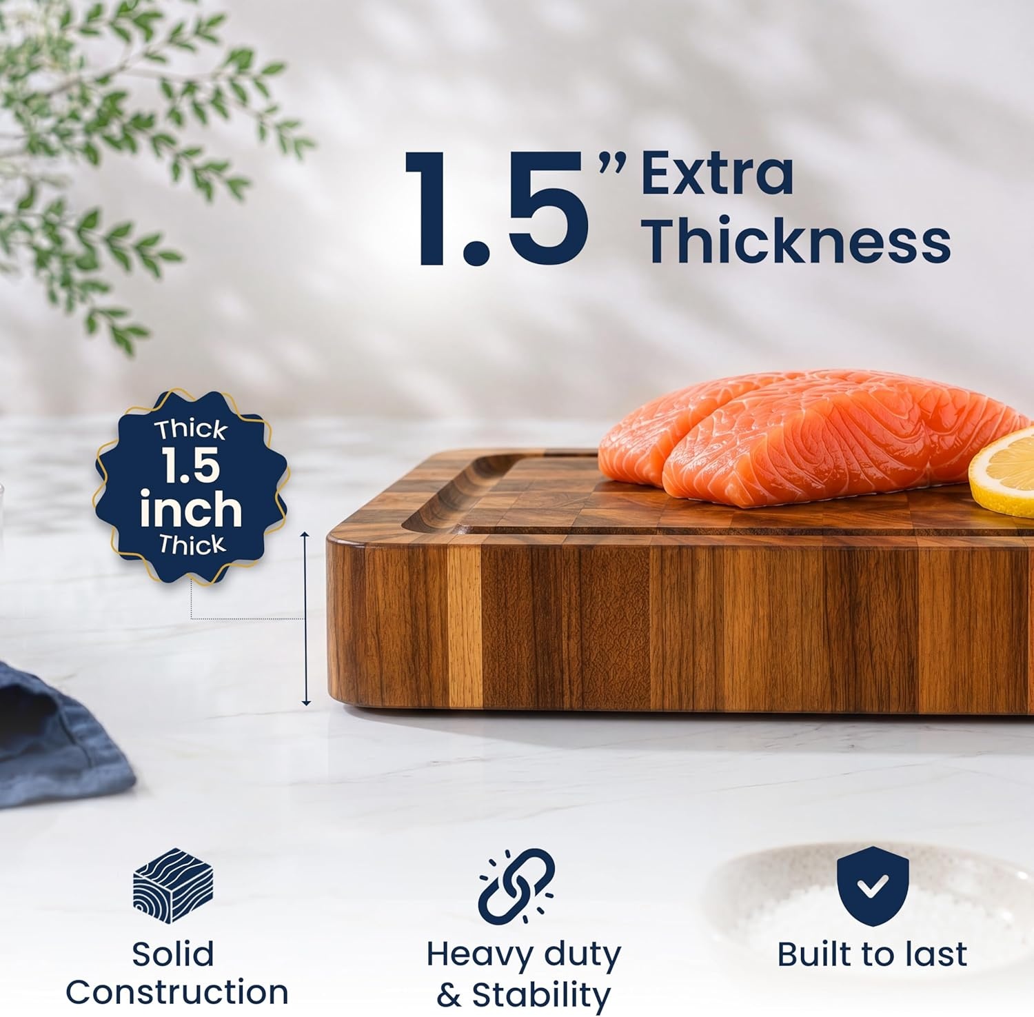 image:imageHOMESTEAD End Grain Acacia Wood Cutting Board for Kitchen 18x14x125 in Large Butcher Block Chopping Board for Meat Vegetables with Juice Groove Sorting Compartments Handles KnifeFriendly SurfaceNatural