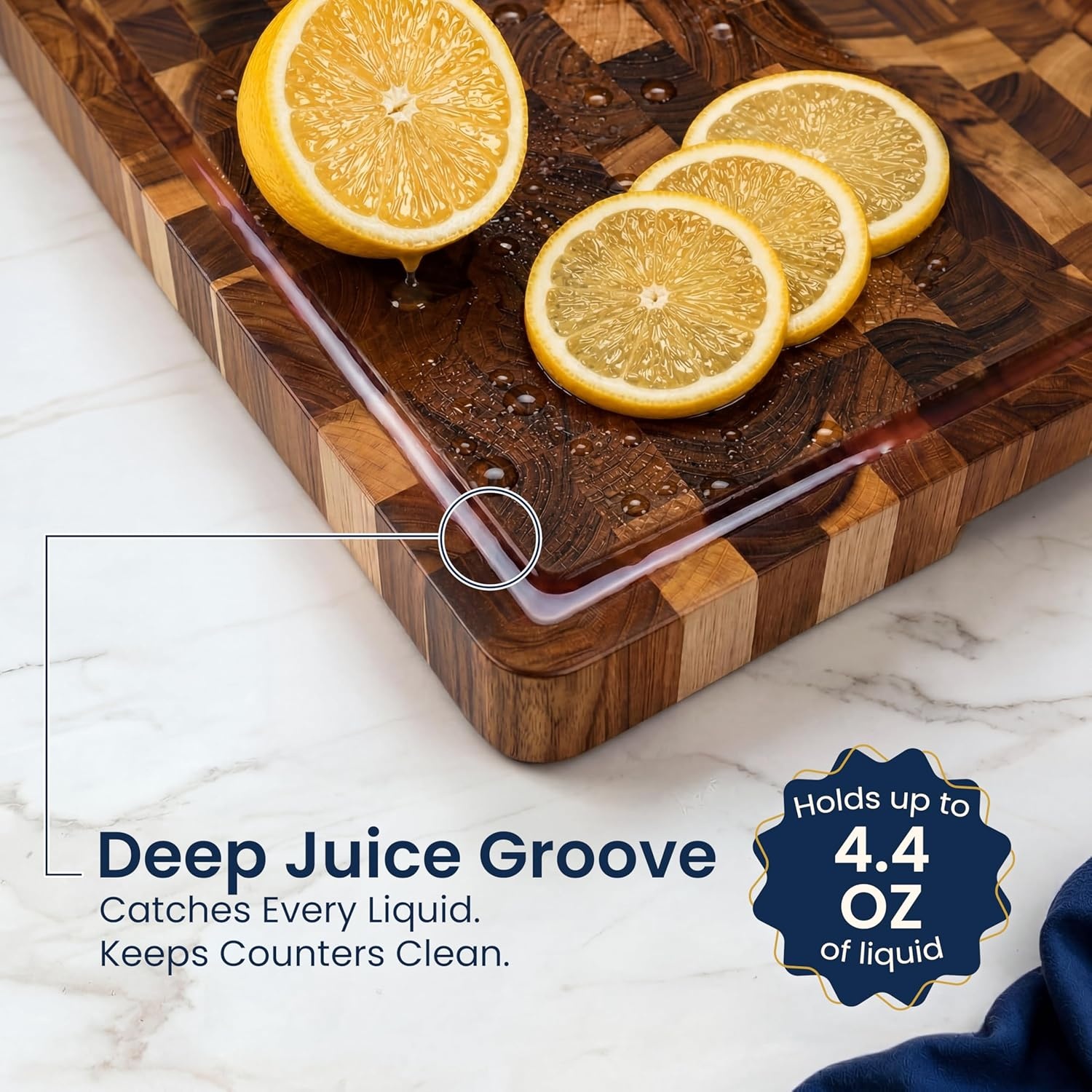 image:imageHOMESTEAD End Grain Acacia Wood Cutting Board for Kitchen 18x14x125 in Large Butcher Block Chopping Board for Meat Vegetables with Juice Groove Sorting Compartments Handles KnifeFriendly SurfaceNatural