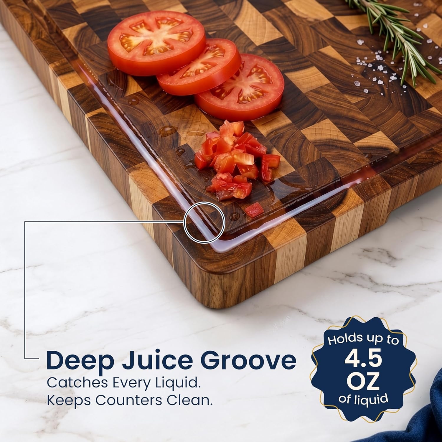 image:imageHOMESTEAD End Grain Acacia Wood Cutting Board for Kitchen 18x14x125 in Large Butcher Block Chopping Board for Meat Vegetables with Juice Groove Sorting Compartments Handles KnifeFriendly SurfaceEnd Grain