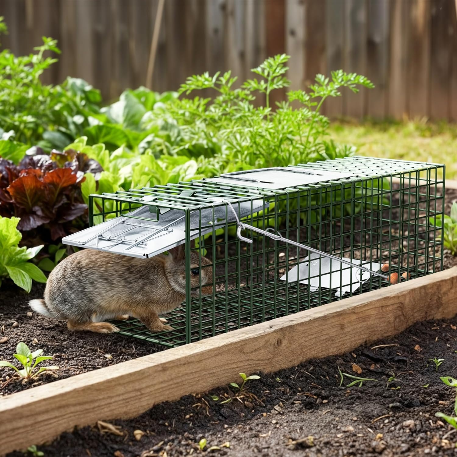 image:imageHOMESTEAD Heavy Duty Live Trap Professional Style OneDoor Live Animal Traps for Rabbit Squirrel Possum Skunk Kitten Mink Small24 inch