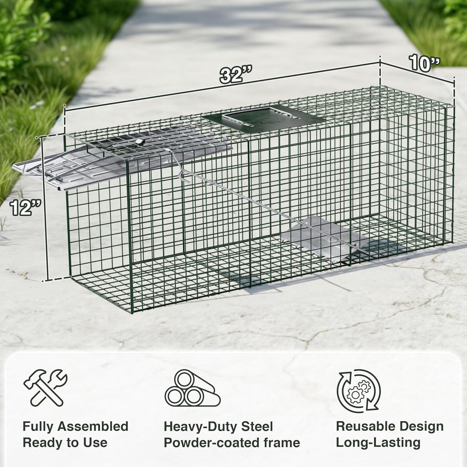 image:imageHOMESTEAD Heavy Duty Live Trap Professional Style OneDoor Live Animal Traps for Rabbit Squirrel Possum Skunk Kitten Mink Small32 inch