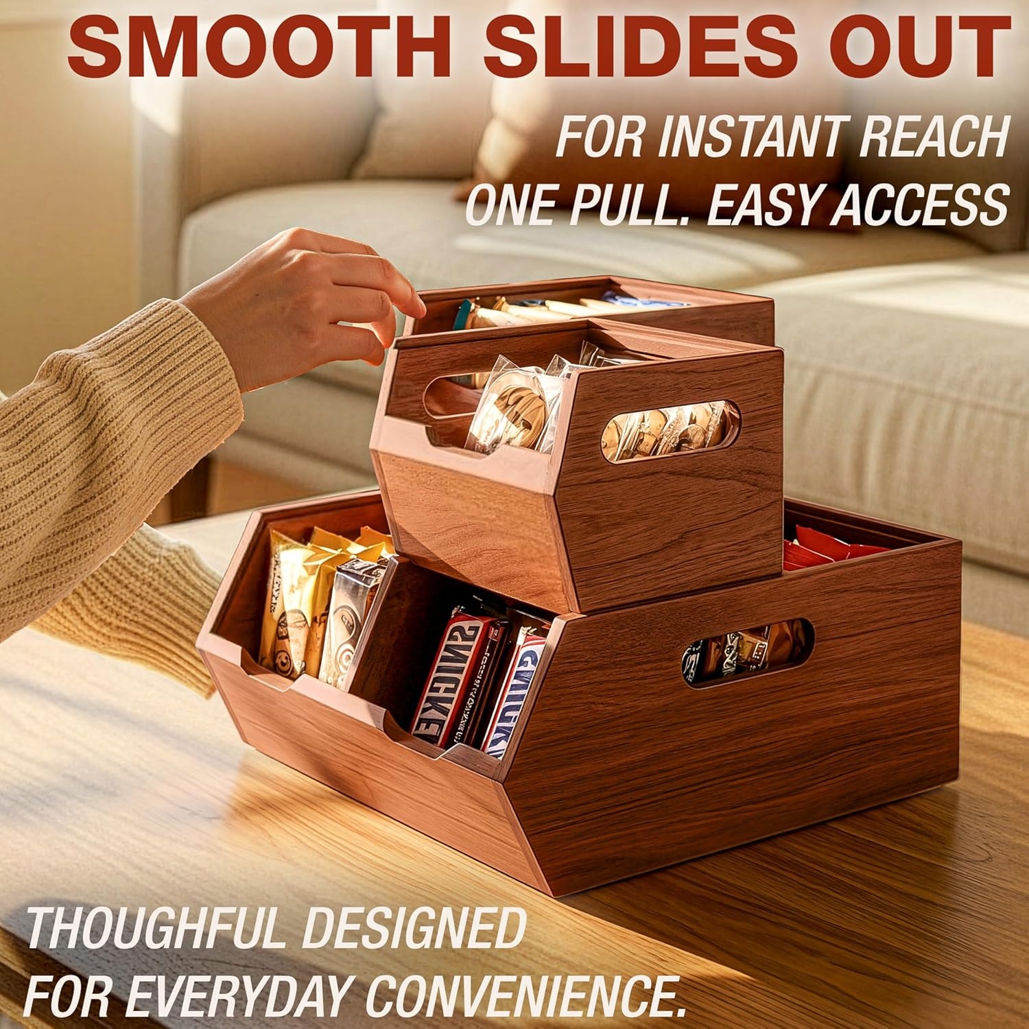 image:imageHOMESTEAD Stackable Solid Wood Storage Bins for Pantry amp Countertop Ventilated Potato and Onion Organizer with Handles Wooden Produce Storage Containers NaturalChestnut