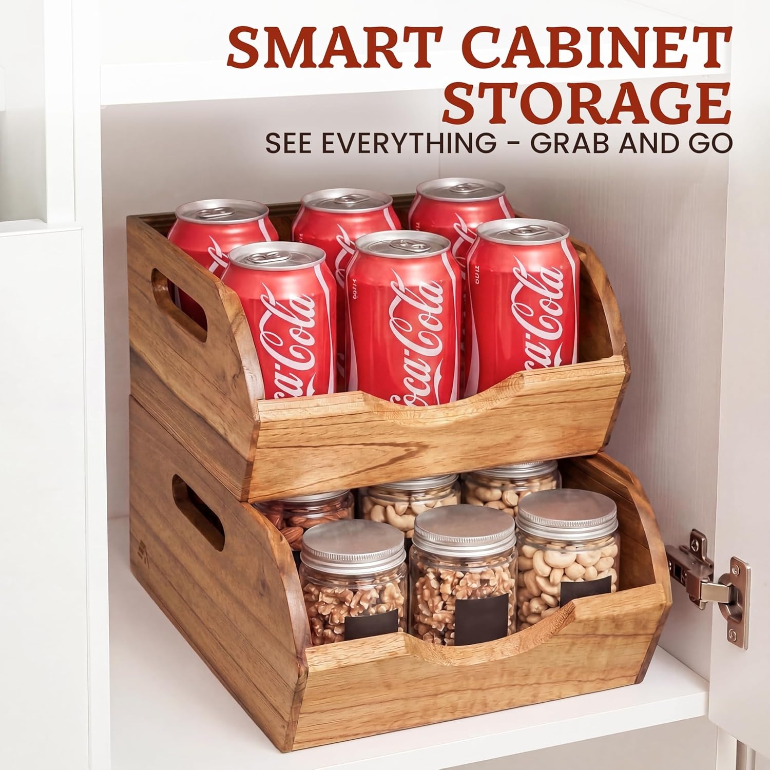 image:imageHOMESTEAD Stackable Solid Wood Storage Bins for Pantry amp Countertop Ventilated Potato and Onion Organizer with Handles Wooden Produce Storage Containers NaturalNatural