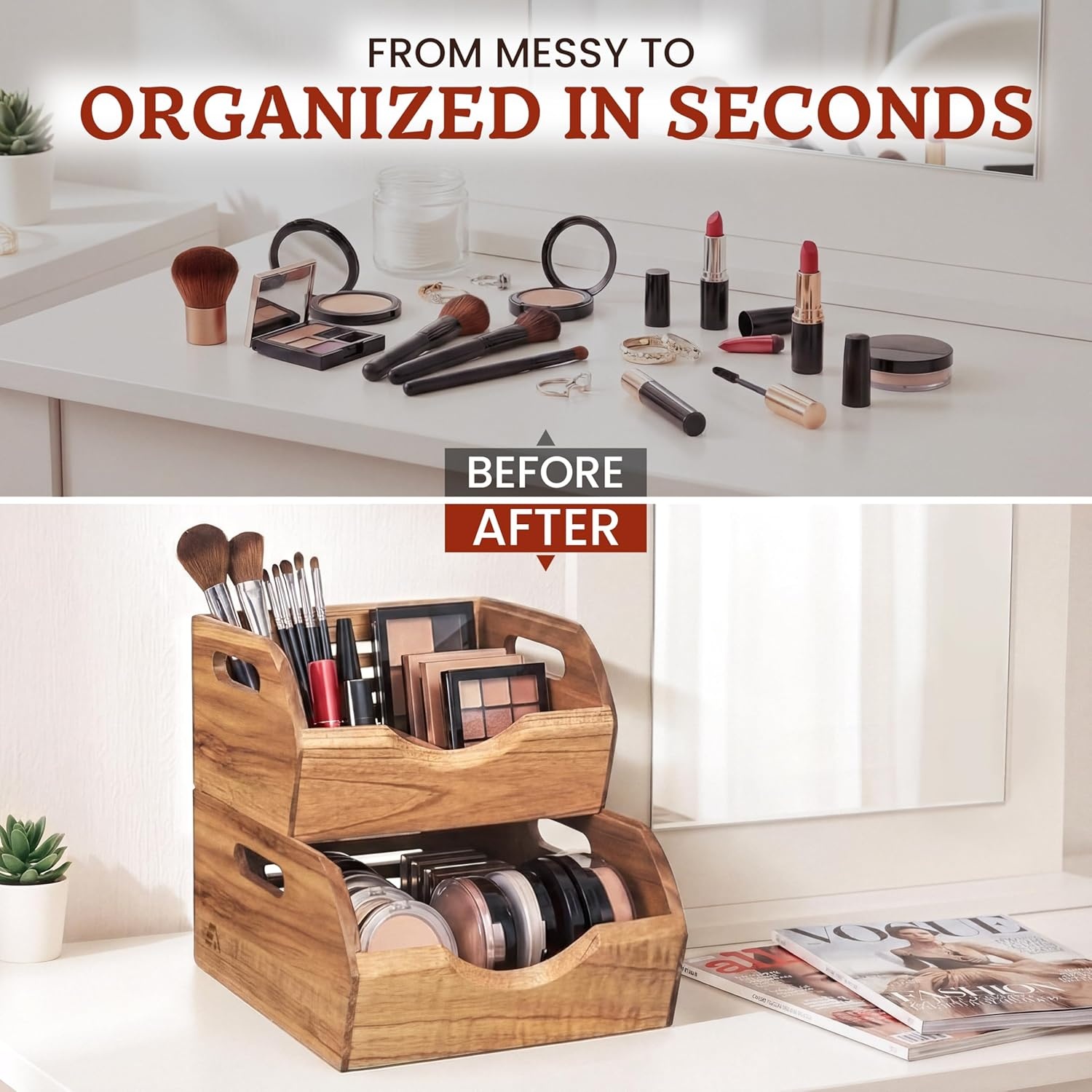 image:imageHOMESTEAD Stackable Solid Wood Storage Bins for Pantry amp Countertop Ventilated Potato and Onion Organizer with Handles Wooden Produce Storage Containers NaturalNatural