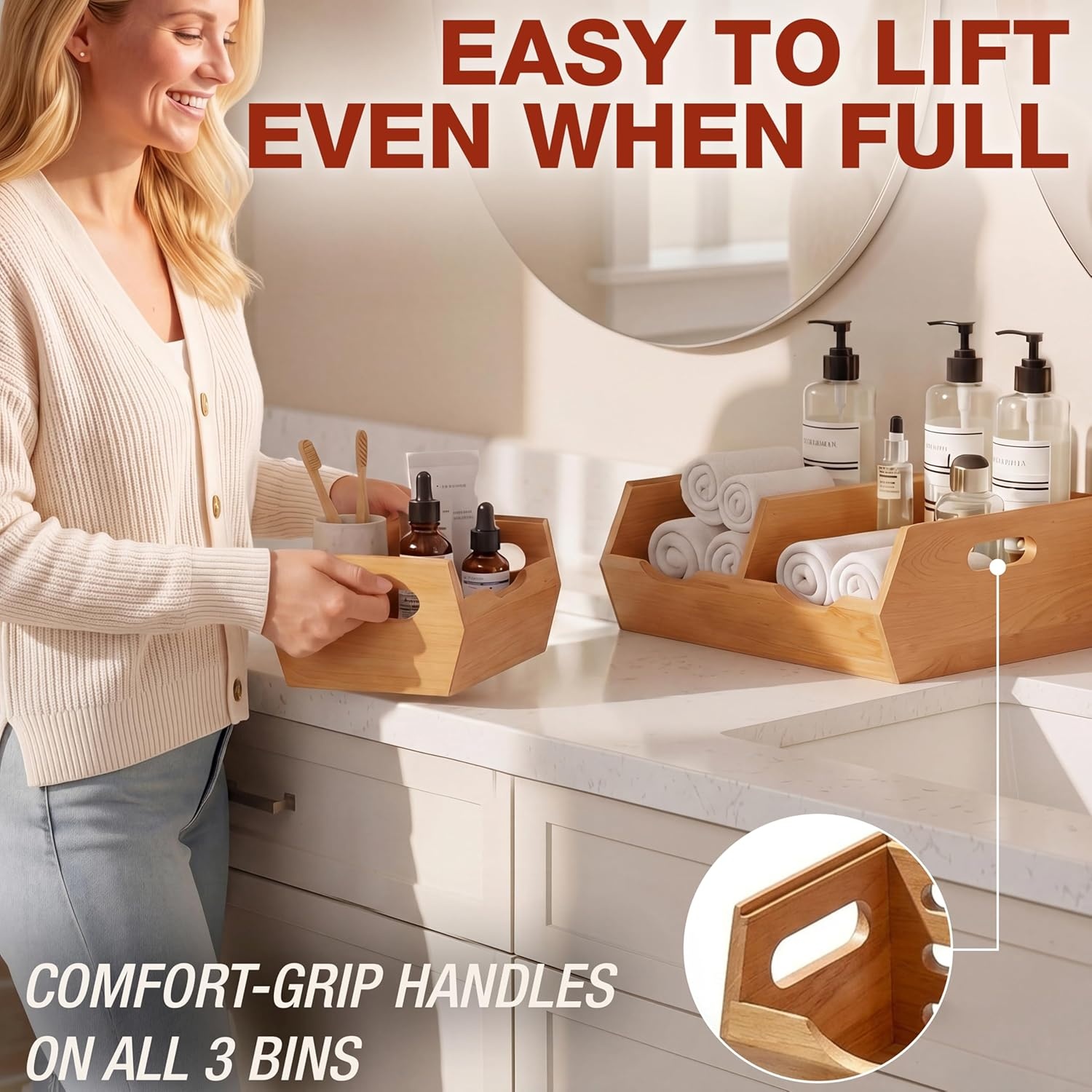 image:imageHOMESTEAD Stackable Solid Wood Storage Bins for Pantry amp Countertop Ventilated Potato and Onion Organizer with Handles Wooden Produce Storage Containers NaturalNatural Wood