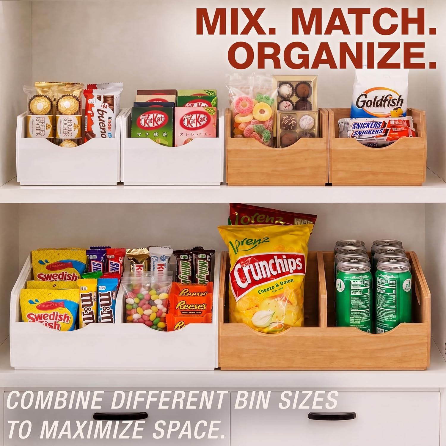 image:imageHOMESTEAD Stackable Solid Wood Storage Bins for Pantry amp Countertop Ventilated Potato and Onion Organizer with Handles Wooden Produce Storage Containers NaturalNatural Wood