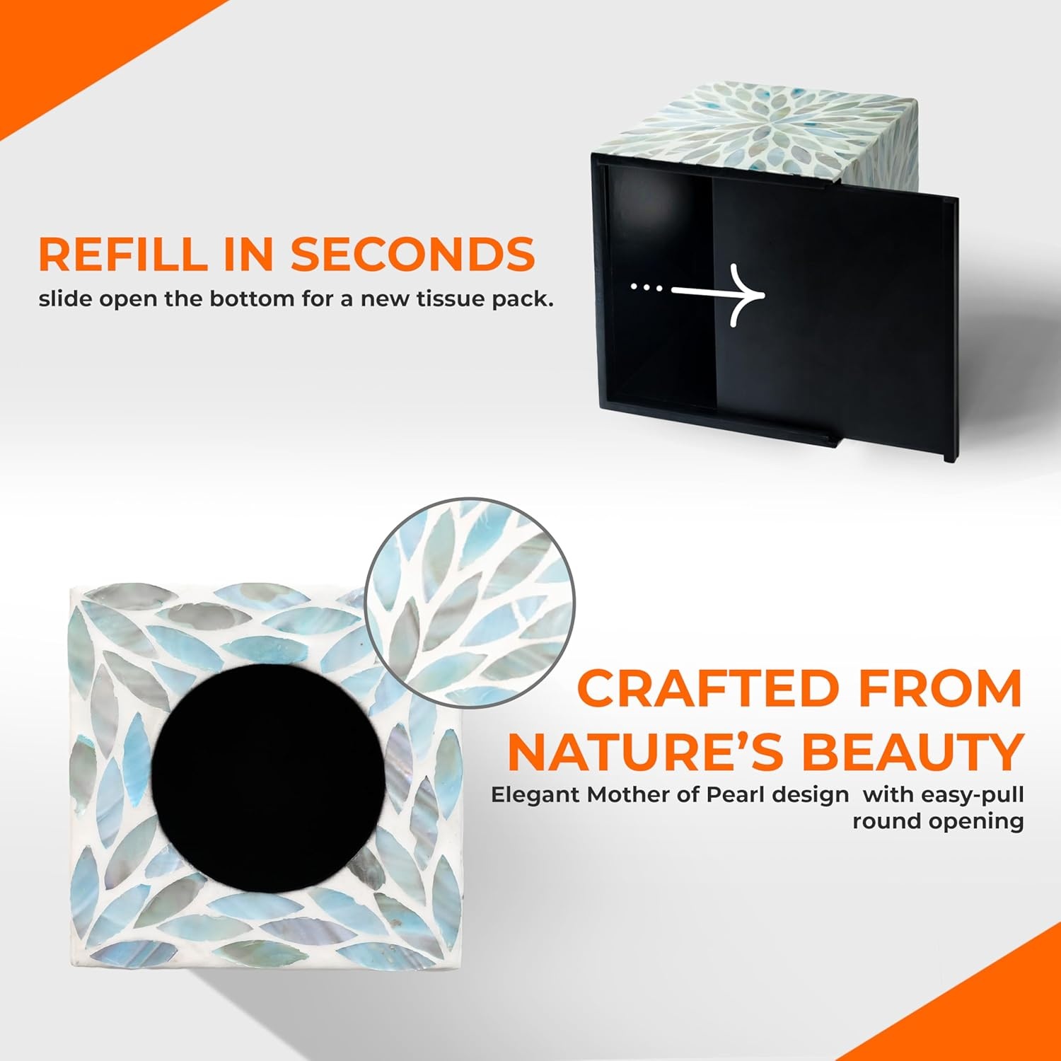 image:imageHOMESTEAD Tissue Box Cover Square Decorative Facial Tissues Holder for Bathroom Table Kitchen Office Car with Bottom Slider 54 x 54 x 57 inch Aqua Flower
