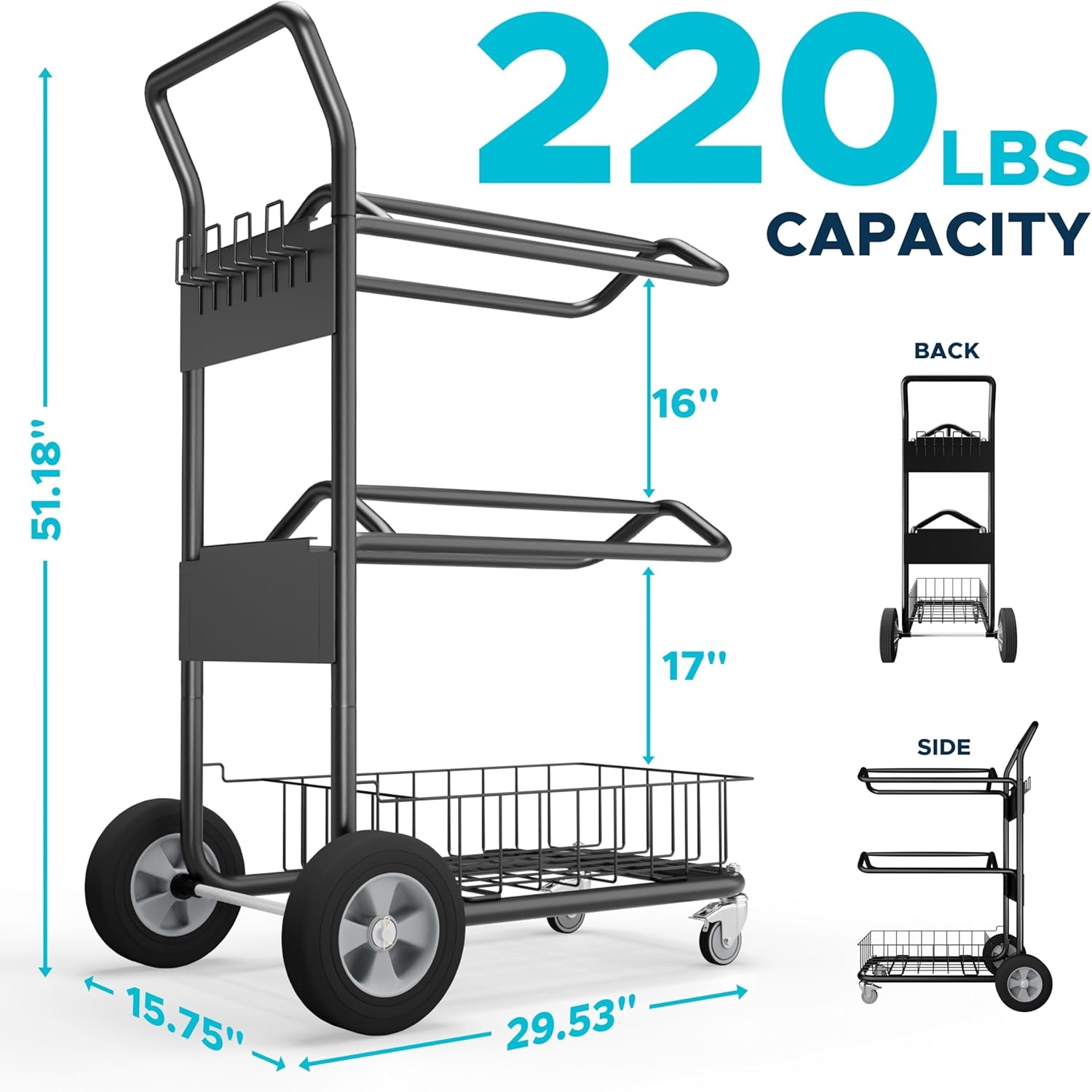 image:imageHomestead 220 Lbs Rolling Saddle Rack Cart with Basket Heavy Duty Saddle Stand for Western Horse Gear Organizers and Storage for Tack Room Bridle Horse Lovers Cowboy 3 Tier Saddle Rack Carts220 Lbs