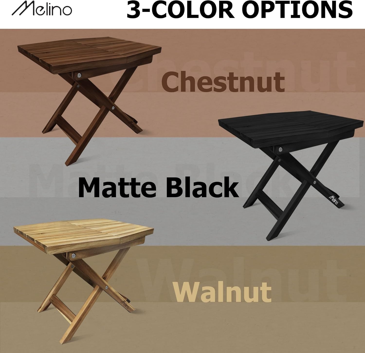 image:imageMelino Wooden Folding Outdoor Side Table 18x16x16 in FSC Certified Acacia Wood Weatherproof Small Table for Patio Porch Pool Backyard Garden Balcony amp Deck NaturalBlack