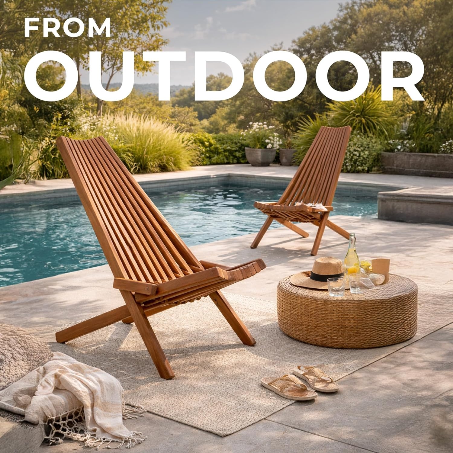 image:imageMelino Wooden Folding Tamarack Chairs FSC Certified Acacia Low Profile Adirondack Chairs Wood Folding Chair for Outdoor Patio Porch Pool Backyard Garden Balcony and Deck Chestnut Single1 Chair Chestnut