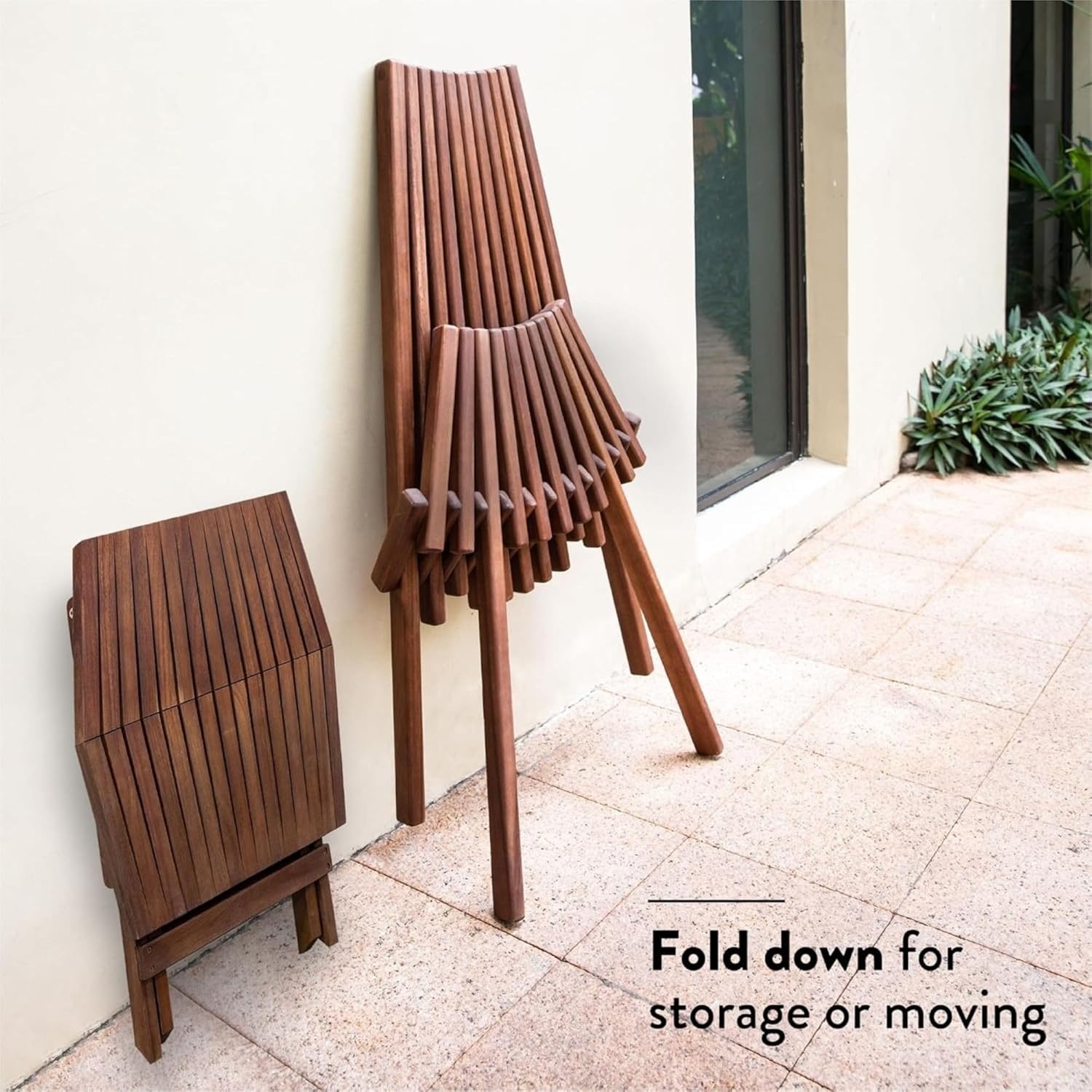 image:imageMelino Wooden Folding Tamarack Chairs FSC Certified Acacia Low Profile Adirondack Chairs Wood Folding Chair for Outdoor Patio Porch Pool Backyard Garden Balcony and Deck Chestnut Single1 Chair Chestnut