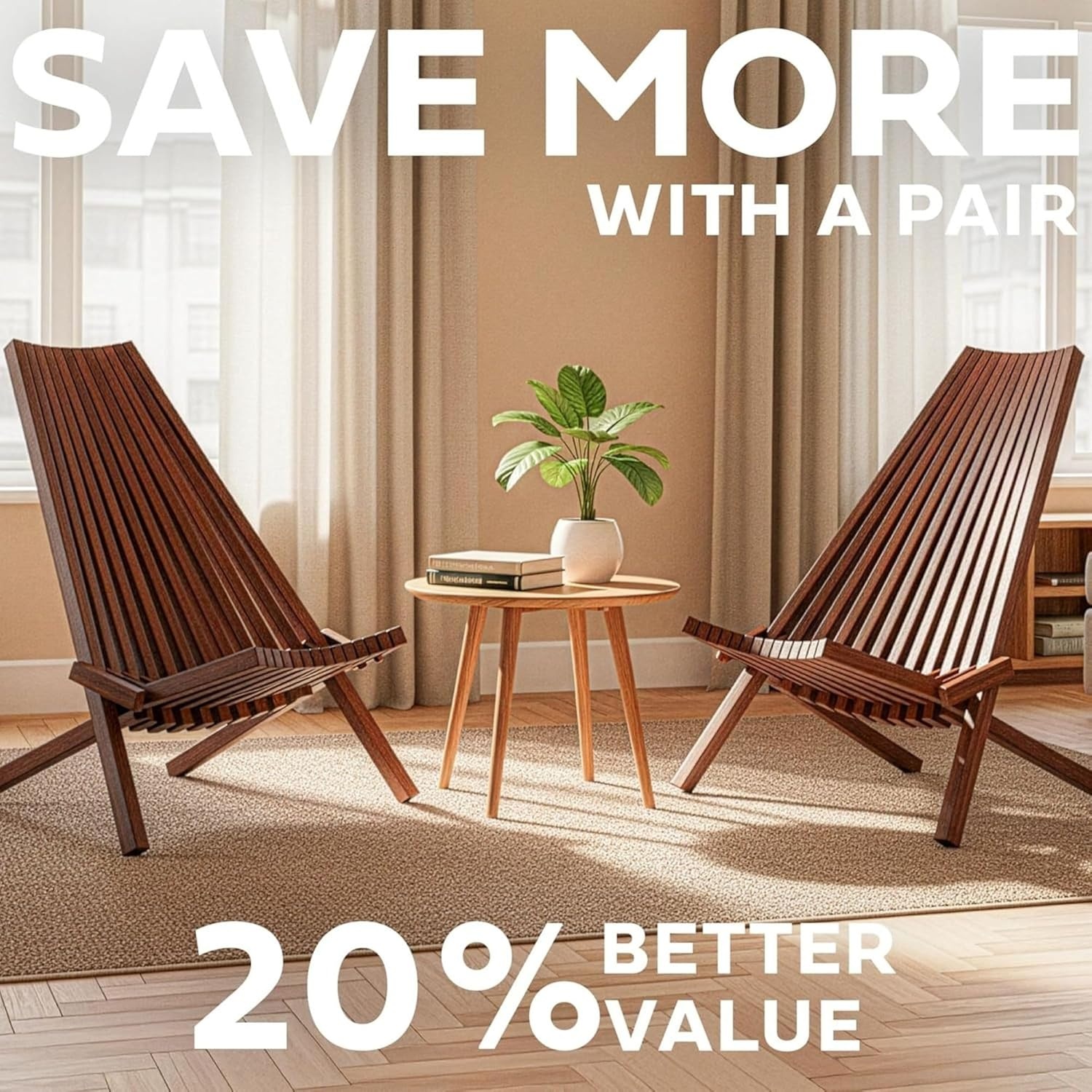 image:imageMelino Wooden Folding Tamarack Chairs FSC Certified Acacia Low Profile Adirondack Chairs Wood Folding Chair for Outdoor Patio Porch Pool Backyard Garden Balcony and Deck Chestnut Single2 Pack Chestnut