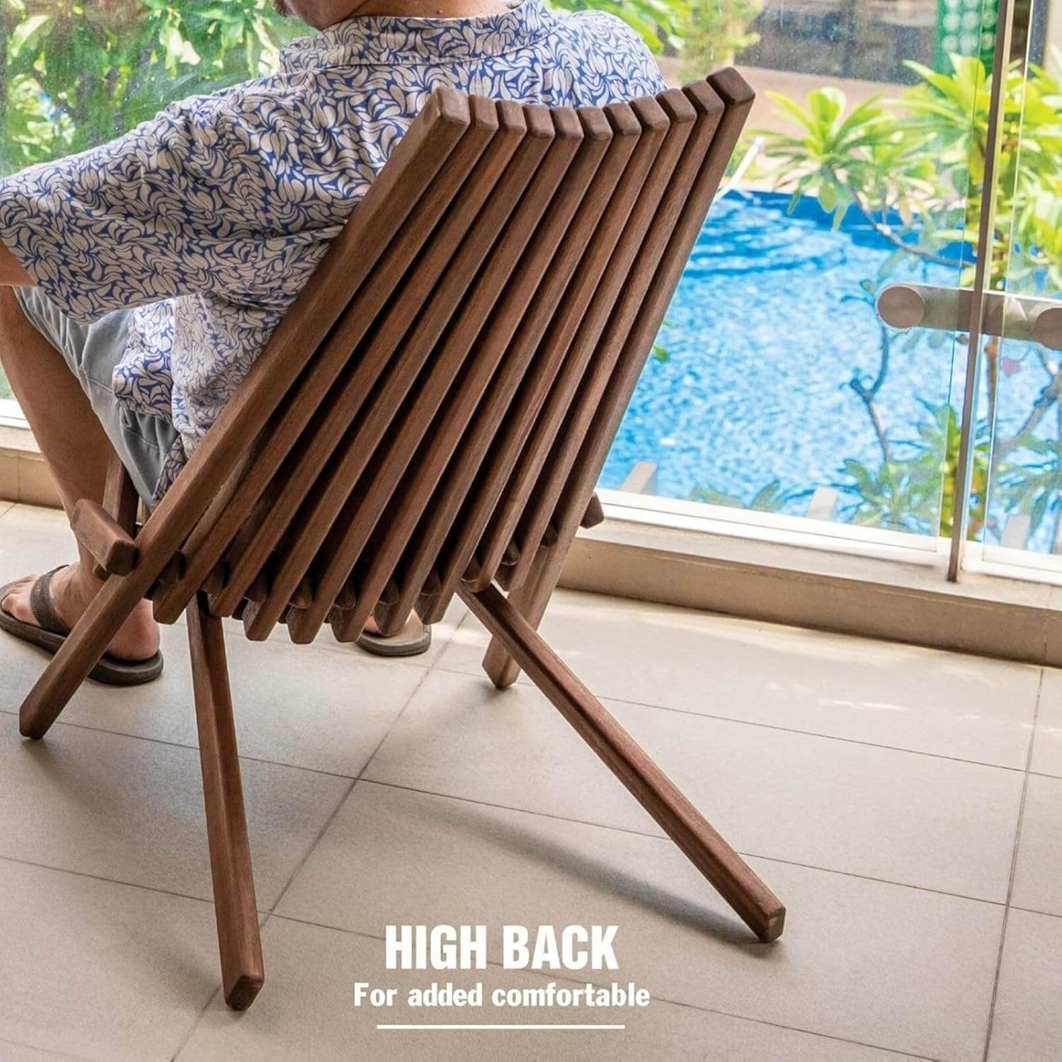 image:imageMelino Wooden Folding Tamarack Chairs FSC Certified Acacia Low Profile Adirondack Chairs Wood Folding Chair for Outdoor Patio Porch Pool Backyard Garden Balcony and Deck Chestnut Single1 Chair Chestnut