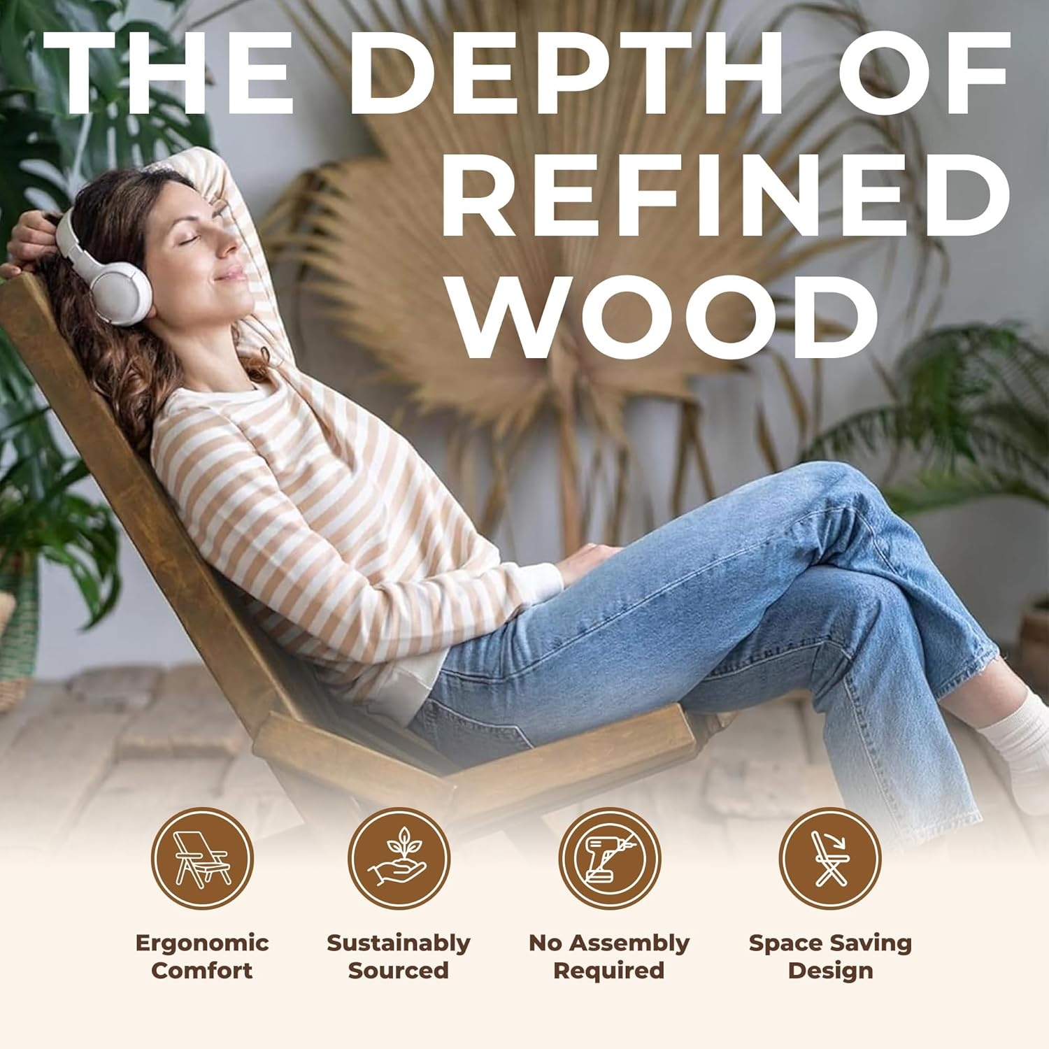 image:imageMelino Wooden Folding Tamarack Chairs FSC Certified Acacia Low Profile Adirondack Chairs Wood Folding Chair for Outdoor Patio Porch Pool Backyard Garden Balcony and Deck Chestnut Single2 Pack Natural