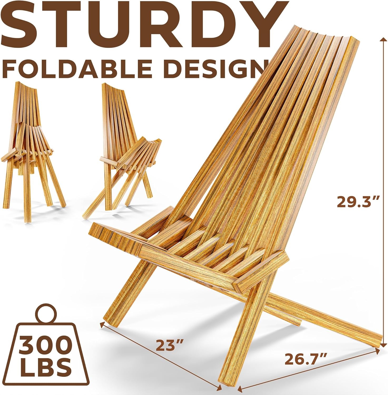 image:imageMelino Wooden Folding Tamarack Chairs FSC Certified Acacia Low Profile Adirondack Chairs Wood Folding Chair for Outdoor Patio Porch Pool Backyard Garden Balcony and Deck Chestnut Single2 Pack Walnut