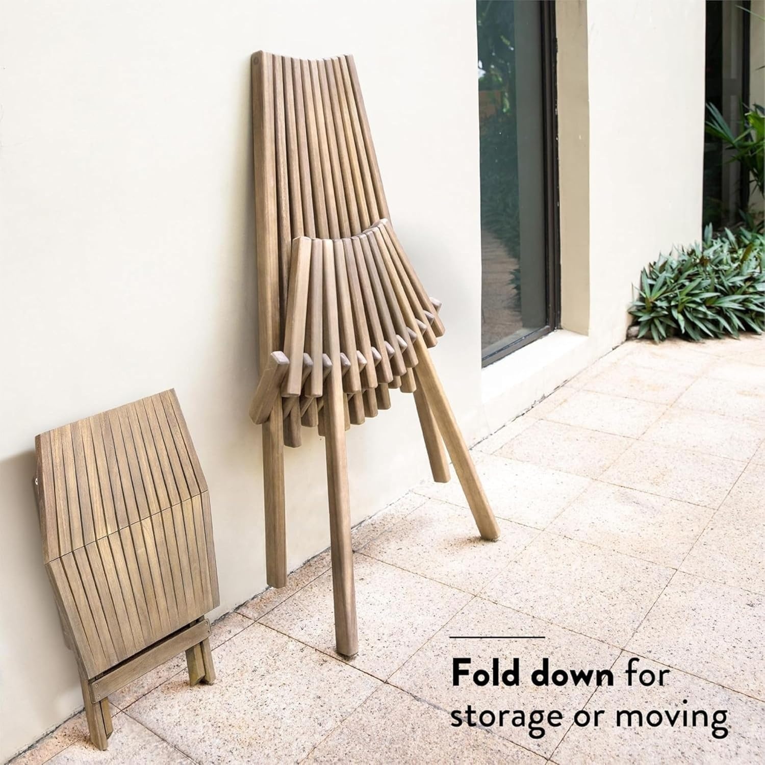 image:imageMelino Wooden Folding Tamarack Chairs FSC Certified Acacia Low Profile Adirondack Chairs Wood Folding Chair for Outdoor Patio Porch Pool Backyard Garden Balcony and Deck Chestnut Single1 Chair Natural