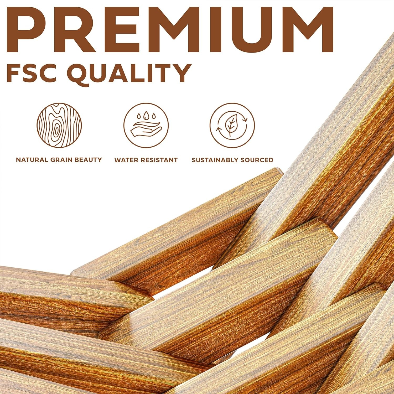 image:imageMelino Wooden Folding Tamarack Chairs FSC Certified Acacia Low Profile Adirondack Chairs Wood Folding Chair for Outdoor Patio Porch Pool Backyard Garden Balcony and Deck Chestnut Single2 Pack Walnut