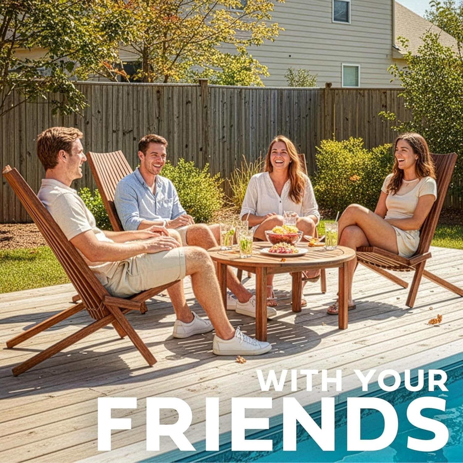 image:imageMelino Wooden Folding Tamarack Chairs FSC Certified Acacia Low Profile Adirondack Chairs Wood Folding Chair for Outdoor Patio Porch Pool Backyard Garden Balcony and Deck Chestnut Single2 Pack Chestnut