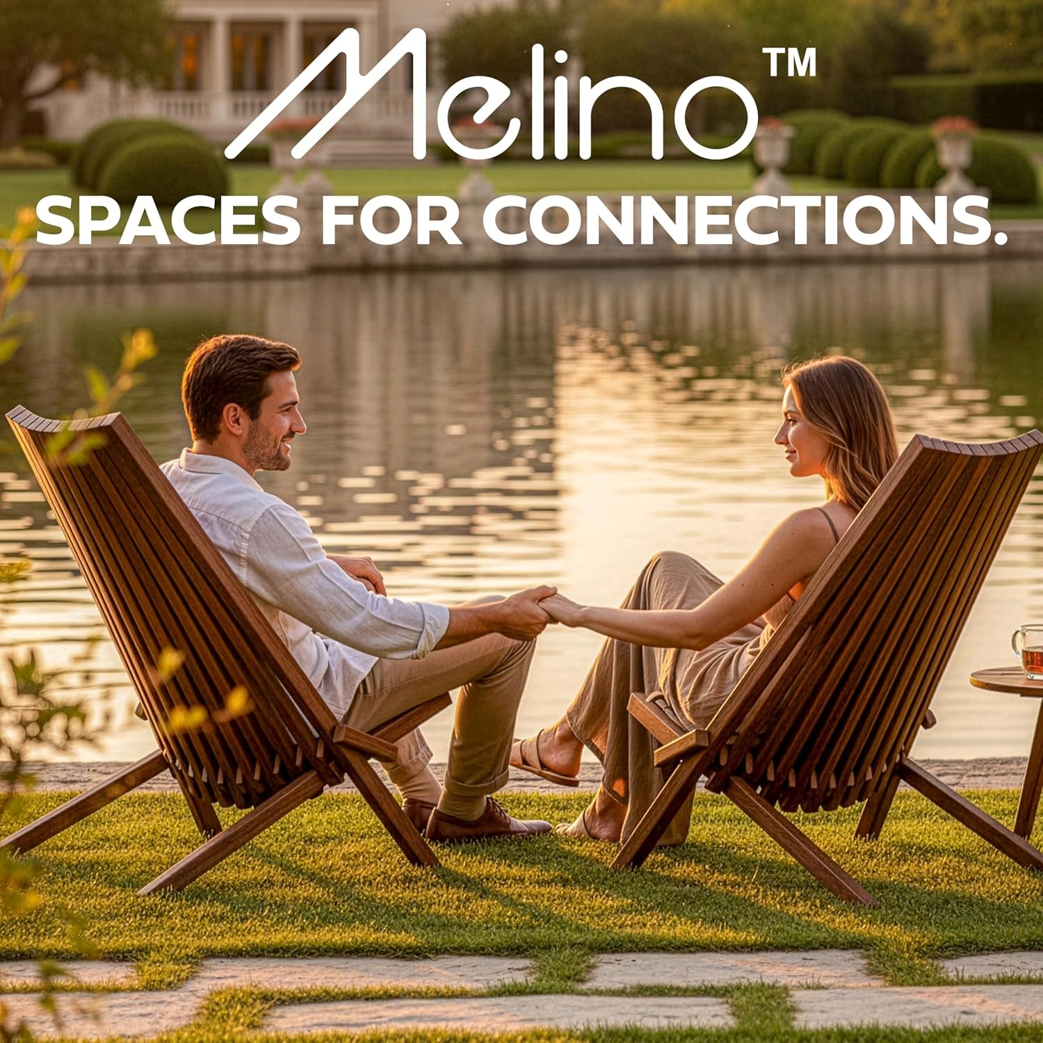 image:imageMelino Wooden Folding Tamarack Chairs FSC Certified Acacia Low Profile Adirondack Chairs Wood Folding Chair for Outdoor Patio Porch Pool Backyard Garden Balcony and Deck Chestnut Single2 Pack Chestnut