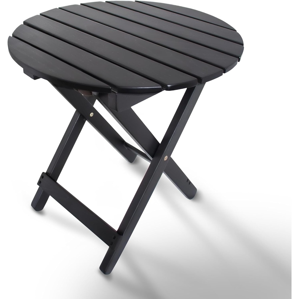 image:imageHOMESTEAD Folding Adirondack Round Table Patio Side Table FSC Acacia Wood Fully Assembled and Ready to Use BlackBlack