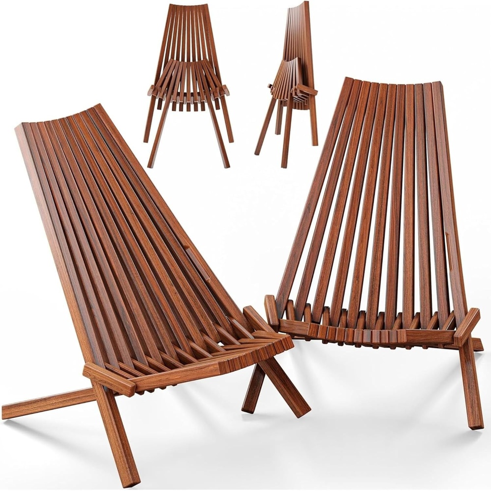 image:imageMelino Wooden Folding Tamarack Chairs FSC Certified Acacia Low Profile Adirondack Chairs Wood Folding Chair for Outdoor Patio Porch Pool Backyard Garden Balcony and Deck Chestnut Single2 Pack Chestnut
