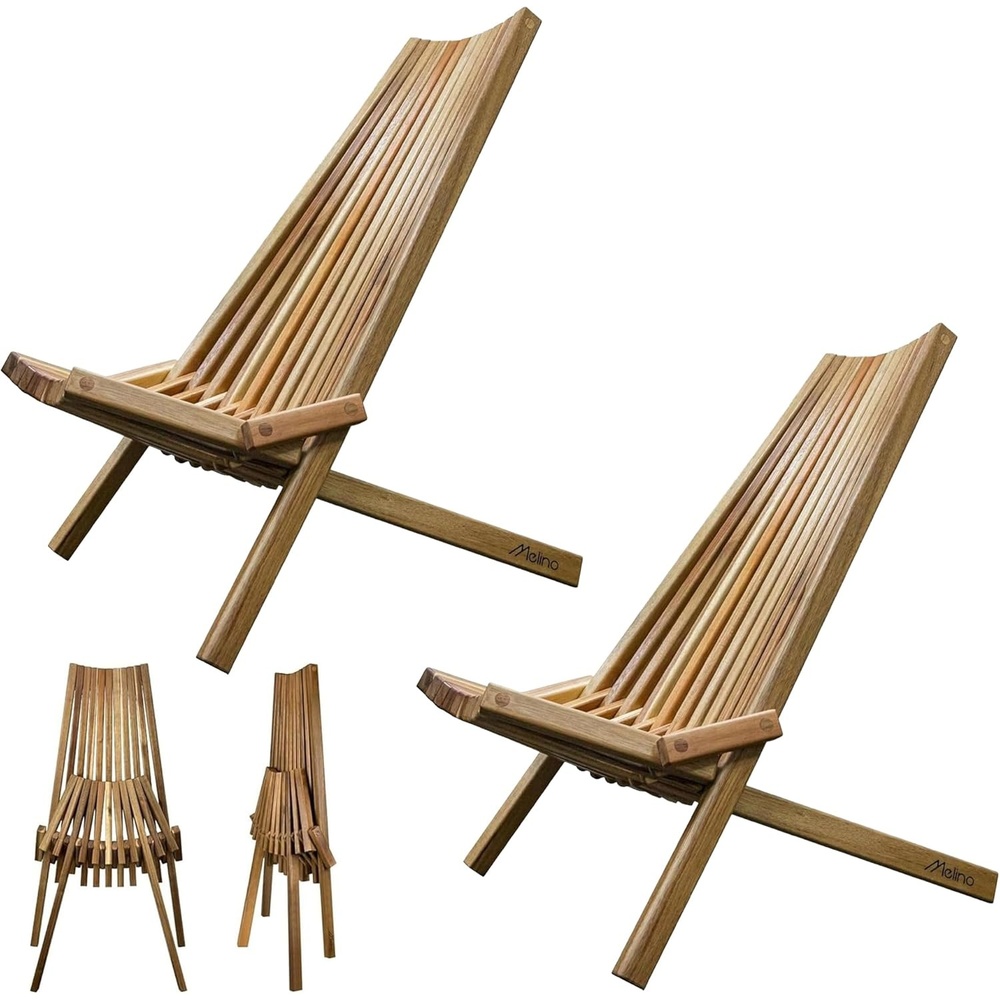 image:imageMelino Wooden Folding Tamarack Chairs FSC Certified Acacia Low Profile Adirondack Chairs Wood Folding Chair for Outdoor Patio Porch Pool Backyard Garden Balcony and Deck Chestnut Single2 Pack Natural