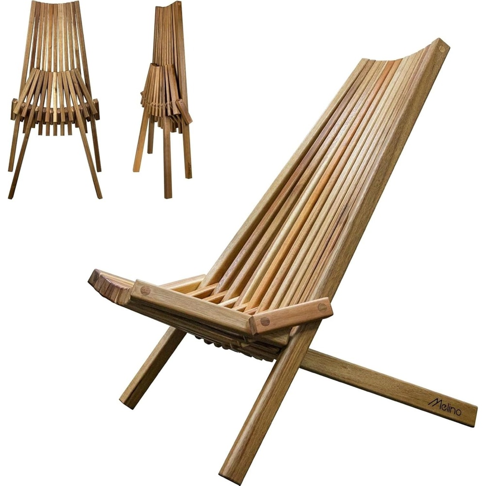 image:imageMelino Wooden Folding Tamarack Chairs FSC Certified Acacia Low Profile Adirondack Chairs Wood Folding Chair for Outdoor Patio Porch Pool Backyard Garden Balcony and Deck Chestnut Single1 Chair Natural