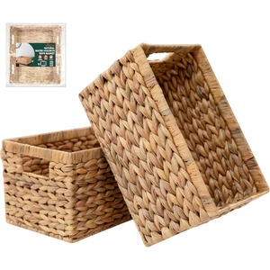 image:imageHOMESTEAD 2Pack Rectangular Seagrass Storage Baskets with BuiltIn Handles Handwoven Wicker Baskets for Pantry Shelf Closet amp Bathroom Organization 16  675  425 inWater Hyacinth