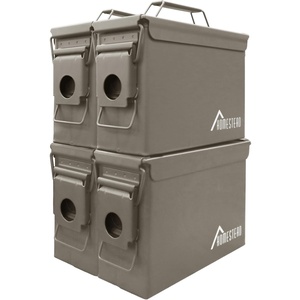 image:imageHOMESTEAD 50 Cal Metal Ammo Can  4 Pack M2A1 Military Steel Ammo Storage Box Airtight and WaterResistant Ammunition Dark Brown ColorDark Brown