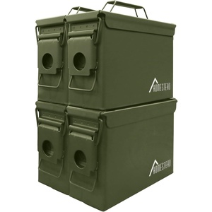 image:imageHOMESTEAD 50 Cal Metal Ammo Can  4 Pack M2A1 Military Steel Ammo Storage Box Airtight and WaterResistant Ammunition Dark Brown ColorGreen