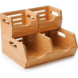 image:imageHOMESTEAD Stackable Solid Wood Storage Bins for Pantry amp Countertop Ventilated Potato and Onion Organizer with Handles Wooden Produce Storage Containers NaturalNatural Wood