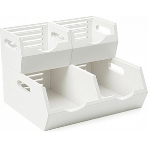 image:imageHOMESTEAD Stackable Solid Wood Storage Bins for Pantry amp Countertop Ventilated Potato and Onion Organizer with Handles Wooden Produce Storage Containers NaturalWhite