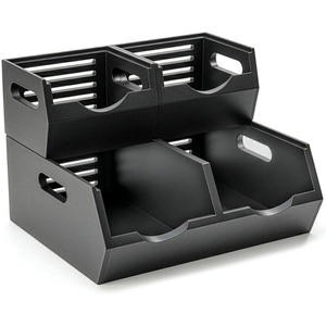image:imageHOMESTEAD Stackable Solid Wood Storage Bins for Pantry amp Countertop Ventilated Potato and Onion Organizer with Handles Wooden Produce Storage Containers NaturalBlack